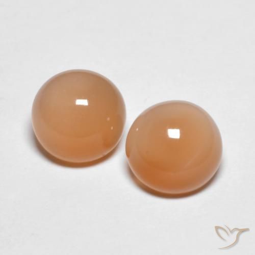 2.81ctw Naturel Medium Light-Orange Pierre de lune, Tour, Transparent