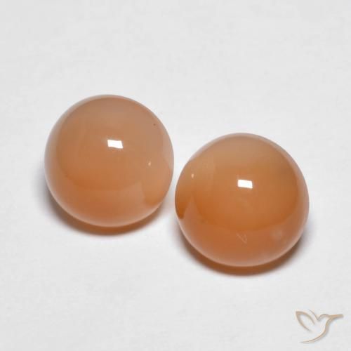 2.74ctw Naturel Medium Light-Orange Pierre de lune, Tour, Transparent