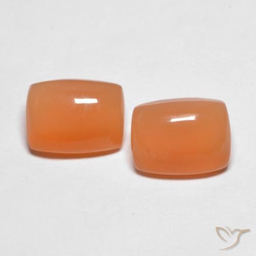 2.69ctw Naturel Orange abricot chaud Pierre de lune, Coussin, Translucide