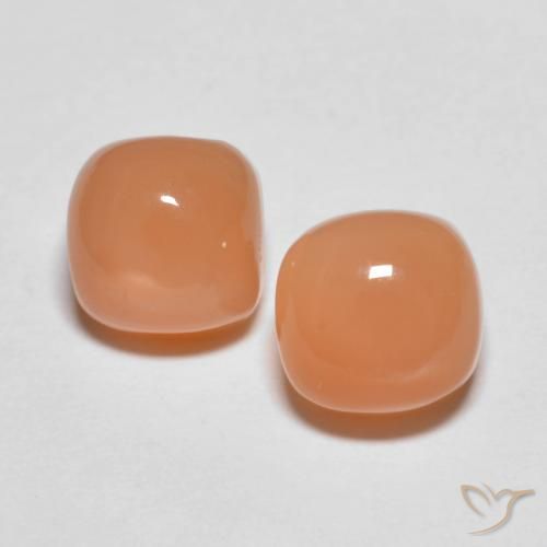3.97ctw Naturel Orange moyen Pierre de lune, Coussin, Transparent
