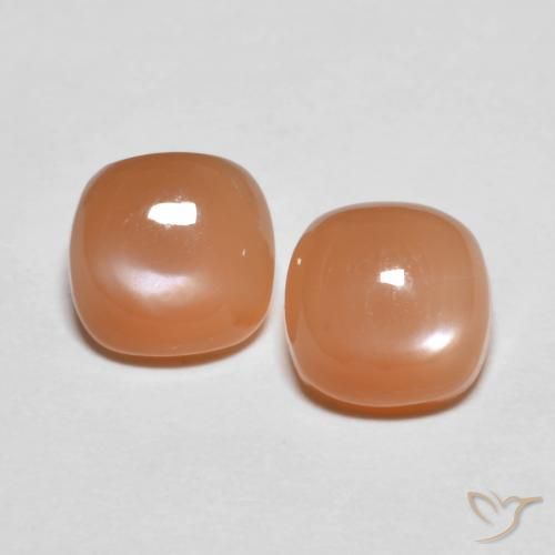 2.78ctw Naturel Orange cantaloup Pierre de lune, Coussin, Translucide