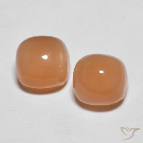 3.98ctw Naturel Orange cantaloup Pierre de lune, Coussin, Translucide