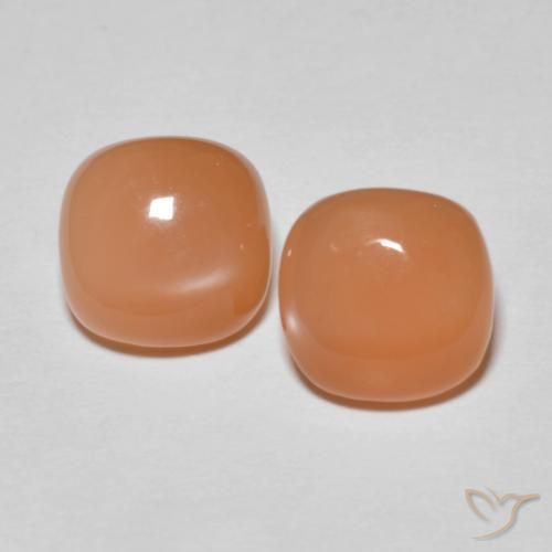 4.07ctw Naturel Orange clair Pierre de lune, Coussin, Translucide