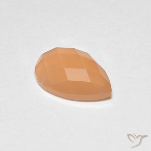 Pierre de lune Orange abricot chaud naturelle En forme de poire, 1.10 ct, Transparent