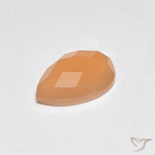 Pierre de lune Orange abricot chaud naturelle En forme de poire, 1.10 ct, Transparent
