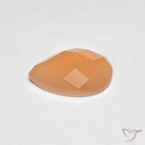 Pierre de lune Orange abricot chaud naturelle En forme de poire, 1.10 ct, Transparent