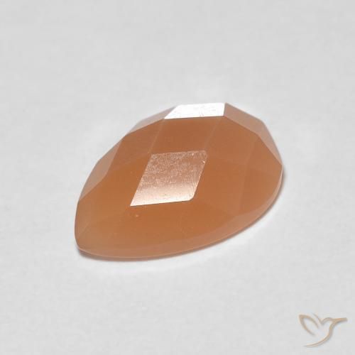 Pierre de lune Orange abricot chaud naturelle En forme de poire, 0.93 ct, Transparent