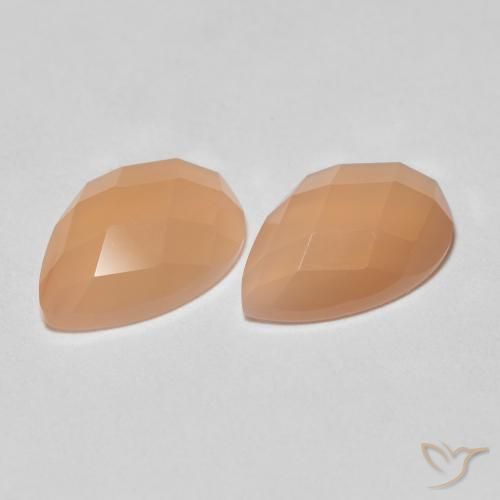 2.13ctw Naturel Medium Light-Orange Pierre de lune, En forme de poire, Transparent