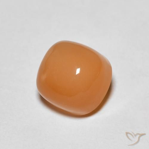 Pierre de lune Orange rougeâtre naturelle Coussin, 1.32 ct, Translucide
