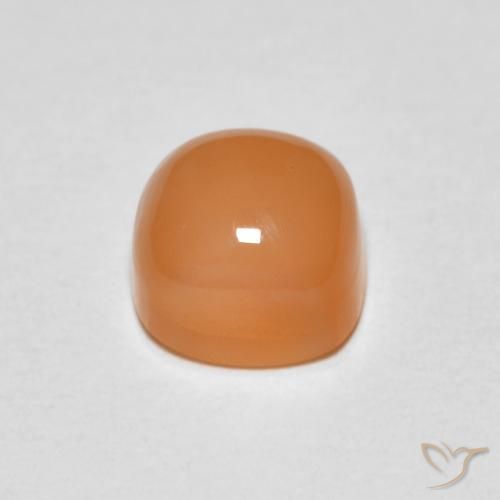 Pierre de lune Orange rougeâtre naturelle Coussin, 1.32 ct, Translucide