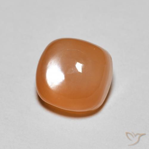Pierre de lune Orange rougeâtre naturelle Coussin, 2.07 ct, Translucide