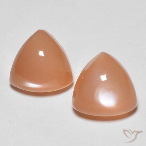 4.09ctw Naturel Orange cantaloup Pierre de lune, Trillion, Transparent