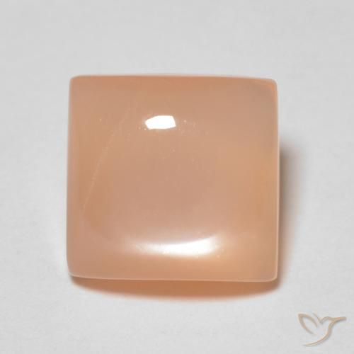 1.66ct Naturel Pêche Orange Pierre de lune, Carré, Transparent