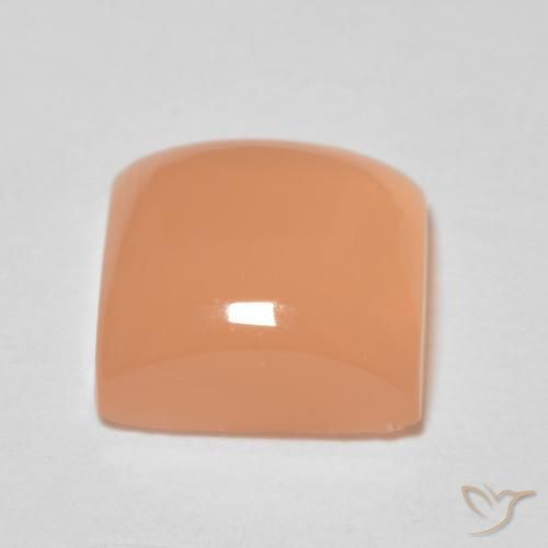 Pierre de lune Pêche Orange naturelle Carré, 1.66 ct, Transparent