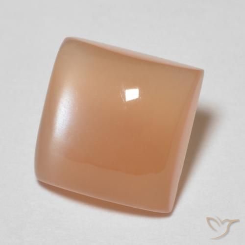 Pierre de lune Orange cantaloup naturelle Carré, 1.87 ct, Transparent