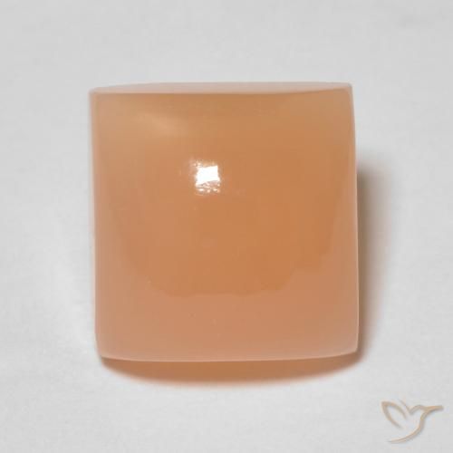 2.12ct Naturel Medium Light-Orange Pierre de lune, Carré, Transparent
