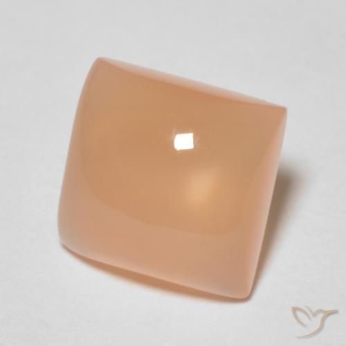 Pierre de lune Orange cantaloup naturelle Carré, 1.76 ct, Transparent