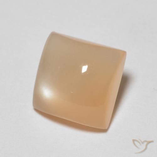 Pierre de lune Orange moyen naturelle Carré, 1.31 ct, Transparent