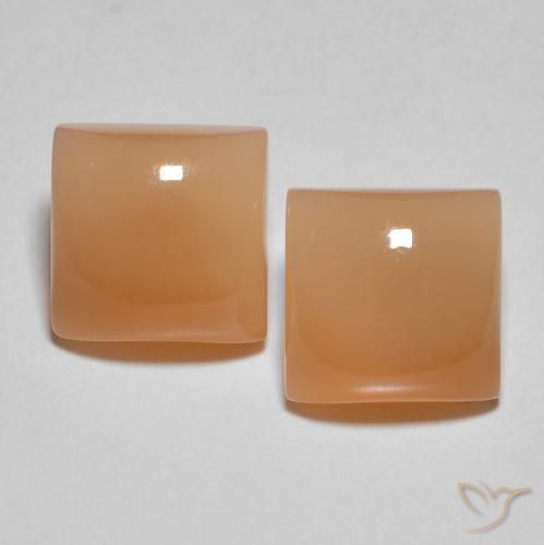 3.90ctw Naturel Pêche Orange Pierre de lune, Carré, Translucide
