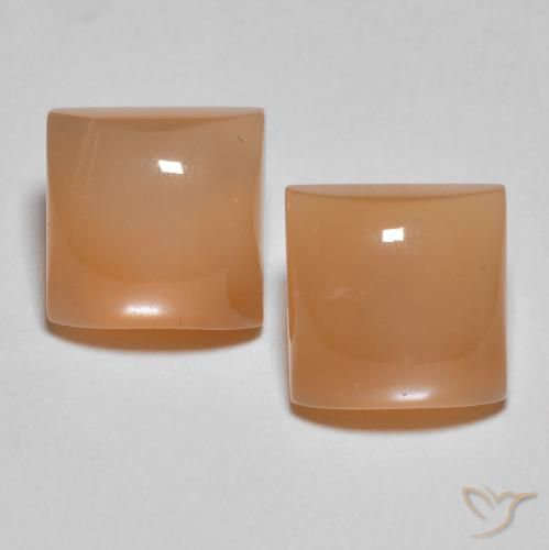 4.38ctw Naturel Pêche Orange Pierre de lune, Carré, Translucide