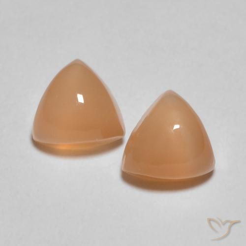 1.25ctw Naturel Orange cantaloup Pierre de lune, Trillion, Translucide