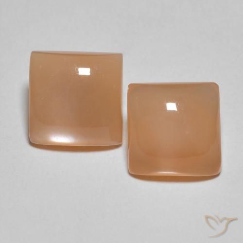3.15ctw Naturel Orange cantaloup Pierre de lune, Carré, Translucide