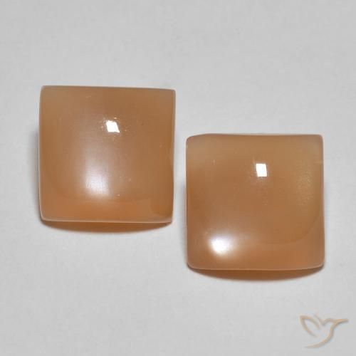 3.26ctw Naturel Orange cantaloup Pierre de lune, Carré, Translucide