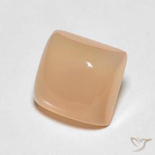 Pierre de lune Orange cantaloup naturelle Carré, 1.30 ct, Translucide