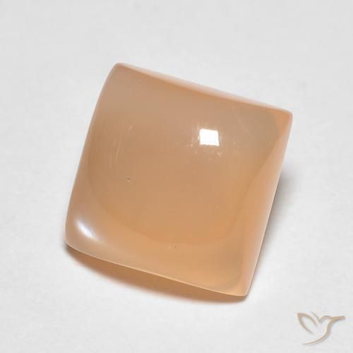 Pierre de lune Orange cantaloup naturelle Carré, 1.95 ct, Translucide