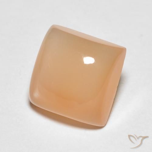 Pierre de lune Orange cantaloup naturelle Carré, 2.14 ct, Translucide