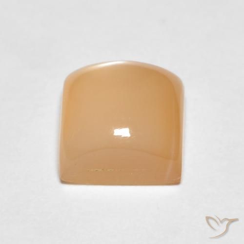Pierre de lune Orange cantaloup naturelle Carré, 1.35 ct, Translucide
