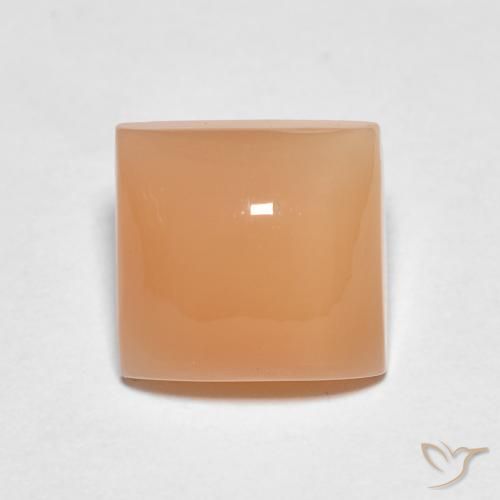 Pierre de lune Pêche Orange naturelle Carré, 1.74 ct, Translucide