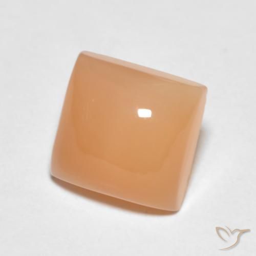 Pierre de lune Pêche Orange naturelle Carré, 1.74 ct, Translucide