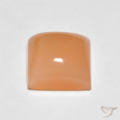 Pierre de lune Pêche Orange naturelle Carré, 1.74 ct, Translucide