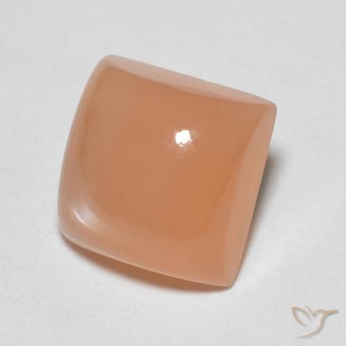 Pierre de lune Orange cantaloup naturelle Carré, 2.06 ct, Translucide