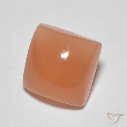 Pierre de lune Pêche Orange naturelle Carré, 1.92 ct, Translucide