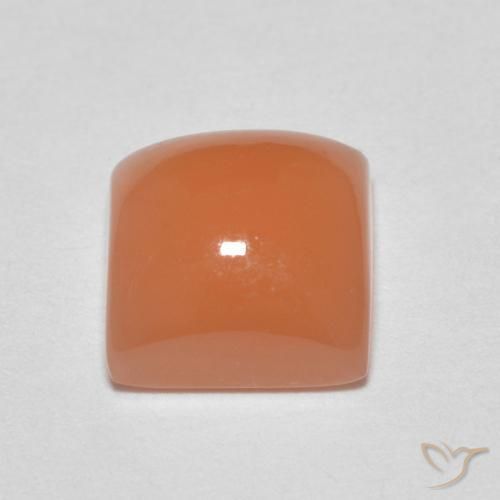 Pierre de lune Pêche Orange naturelle Carré, 1.92 ct, Translucide