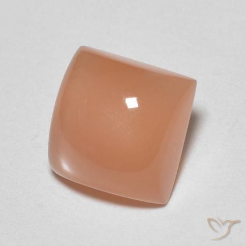 Pierre de lune Pêche Orange naturelle Carré, 1.85 ct, Translucide