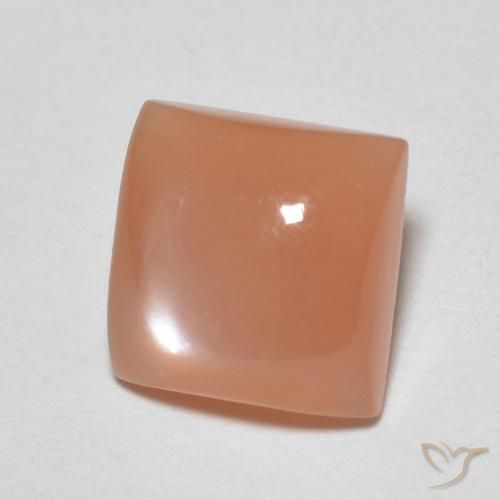 Pierre de lune Orange cantaloup naturelle Carré, 1.82 ct, Translucide