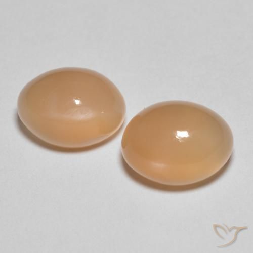 2.86ctw Naturel Medium Light-Orange Pierre de lune, ovale, Translucide