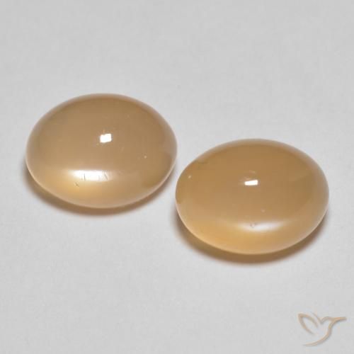 3.07ctw Naturel Pêche Orange Pierre de lune, ovale, Translucide