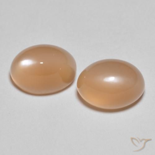 3.37ctw Naturel Pêche Orange Pierre de lune, ovale, Translucide