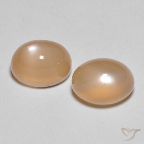 3.64ctw Naturel Pêche Orange Pierre de lune, ovale, Translucide