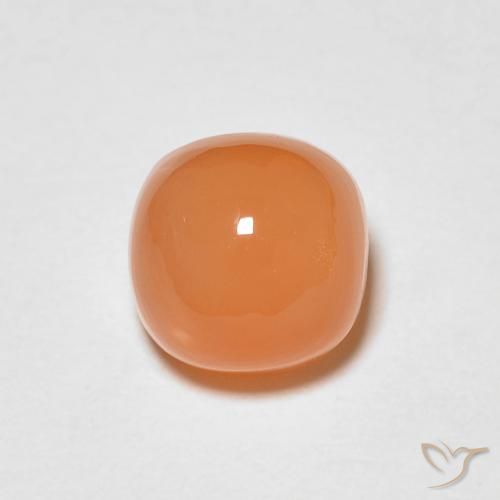 1.37ct Naturel Orange abricot chaud Pierre de lune, Coussin, Translucide