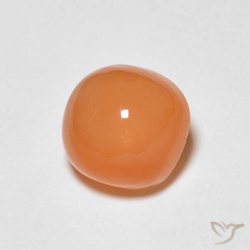 Pierre de lune Orange abricot chaud naturelle Coussin, 1.37 ct, Translucide