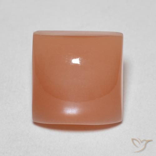 Pierre de lune Pêche Orange naturelle Carré, 2.17 ct, Translucide