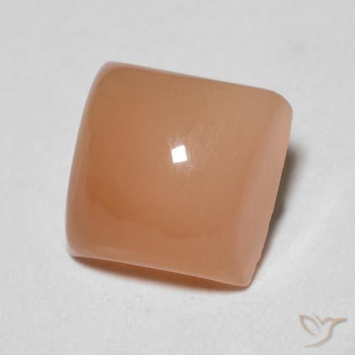 Pierre de lune Pêche Orange naturelle Carré, 1.79 ct, Translucide