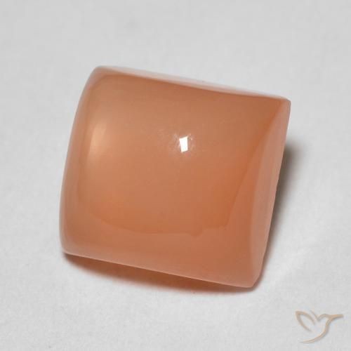 Pierre de lune Orange cantaloup naturelle Carré, 2.06 ct, Translucide