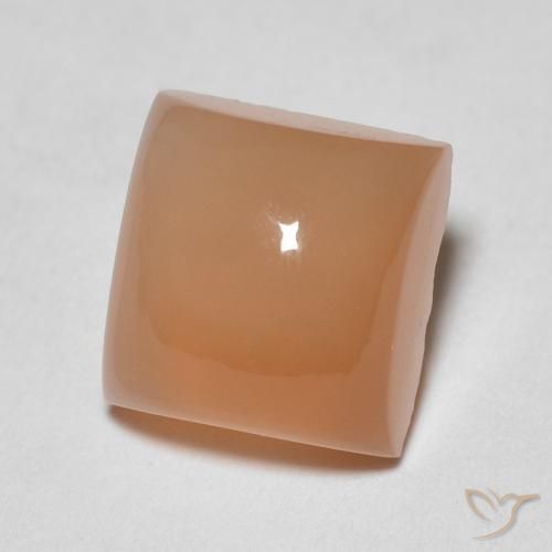 Pierre de lune Orange cantaloup naturelle Carré, 2.13 ct, Translucide