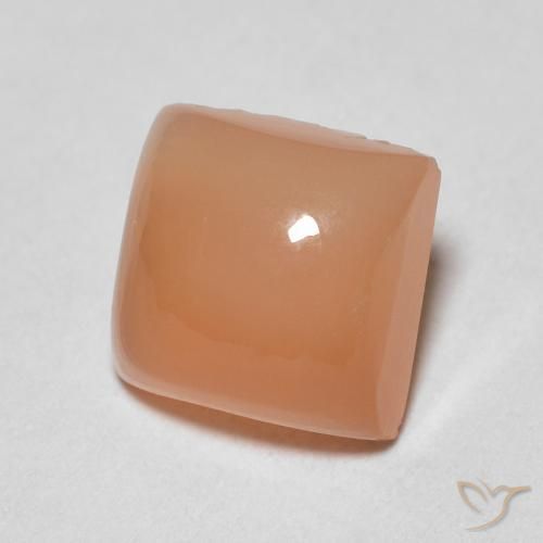 Pierre de lune Pêche Orange naturelle Carré, 1.78 ct, Translucide